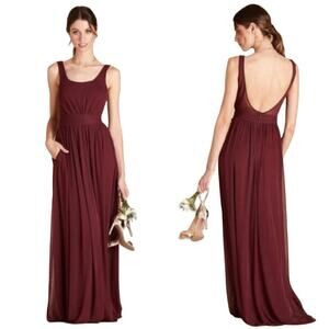 Birdy Grey Dress Jan Cabernet Maroon Red Maxi Bridesmaid Formal Sleeveless NEW S